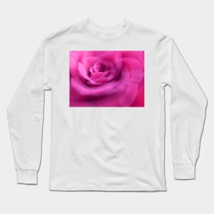 Swirling Impressionist Vibrant Pink Rose Long Sleeve T-Shirt